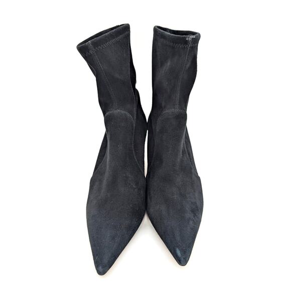 $850 Stuart Weitzman Stuart 75 Stretch Suede Boots Pointed Toe Black Size US7B - Picture 2 of 10